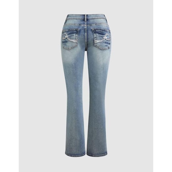 Flamingals Butt Lifting Bootcut Jeans Stretchy Casual Fall Winter Trendy Flare Leg Jeans for Women Flamingals Butt Lifting Bootcut Jeans Stretchy Casual Fall Winter Trendy Flare Leg Jeans for Women