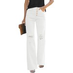 LookbookStore High Waisted Ripped Flare Jeans for Women Distressed Bell Bottom Jeans Wide Leg Pants