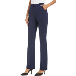 iChosy Women's Stretchy Straight Leg Dress Work Pants Business Office Casual Slacks with Pockets
