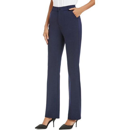 iChosy Women's Stretchy Straight Leg Dress Work Pants Business Office Casual Slacks with Pockets