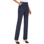 iChosy Women's Stretchy Straight Leg Dress Work Pants Business Office Casual Slacks with Pockets