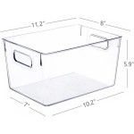 Set of 8 Large Clear Plastic Storage Bins (8L), Storage Containers for Pantry Organization and Kitchen Storage Bins,Home Edit and Cabinet Organizers