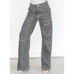 Dokotoo Women's Casual Mid Waist Cargo Jeans Stretch Button Wide Leg Denim Pants with Pockets Dokotoo Women's Casual Mid Waist Cargo Jeans Stretch Button Wide Leg Denim Pants with Pockets