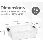 Superio 7.4 Quart Clear Plastic Storage Bin with Lid, Non-Toxic, BPA Free, Odor Free, Organizer Storage Box, Stackable Plastic Tote for Home, Garage, School, and Office