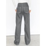 Dokotoo Women's Casual Mid Waist Cargo Jeans Stretch Button Wide Leg Denim Pants with Pockets Dokotoo Women's Casual Mid Waist Cargo Jeans Stretch Button Wide Leg Denim Pants with Pockets