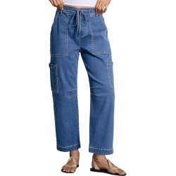 Dokotoo Jeans for Women Casual High Waisted Straight Wide Leg Pants Loose Cargo Denim Pants with Pockets