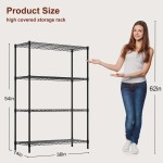 BestOffice | 4-Tier Wire Storage Shelves | 36x14x54 | Black | with Adjustable Racks | Heavy-Duty Metal Shelf, Holds Upto 1000 lbs | No-Tool Assembly | Ideal for Home & Garage Shelving