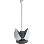 Clorox Toilet Plunger with Hideaway Holder Caddy Heavy-Duty Compact Design with Non-Skid Rubber Base for Bathroom Convenient Storage Toilet Unclogger, 6.5x19.5-Inch, White