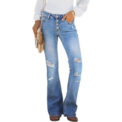 Sidefeel Women's High Waisted Bell Bottom Bootcut Jeans Flared Wide Leg Denim Pants