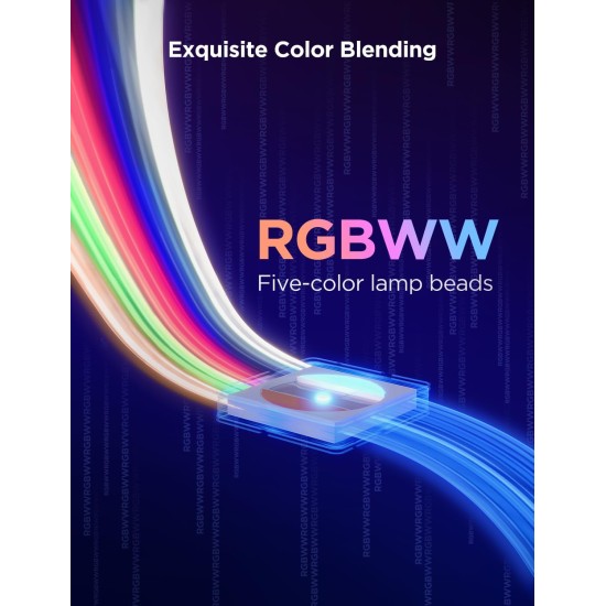 Govee RGBWWIC Strip Light 2 Pro with Matter, 6.56ft Smart LED Strip Lights Compatible with Alexa and Google Assistant, Color Changing LED Lights for Bedroom, Cabinet, Party, Gaming Desk, Home Decor