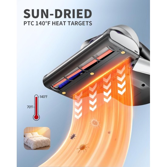 Jimmy Mattress Vacuum Cleaner, Anti-allergen Bed Vacuum Cleaner with UV-C Light & High Heating Tech, 14Kpa Suction 480W Powerful Handheld Vacuums for Dust & Pet Hair(JV35, Corded)