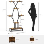 Plant Stand Indoor with Grow Lights - 7 Tiered Metal Corner Shelf for Multiple Plants, 63" Corner Plant Stand for Indoor Plants, X-Shaped Plant Rack for Home, Living Room, Office & Patio Decor