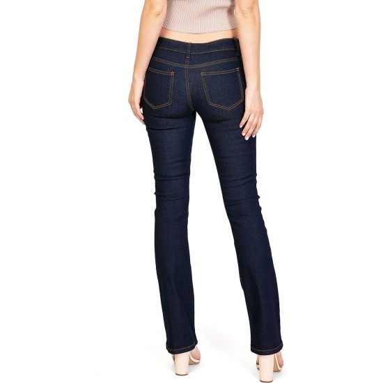 Wax Women's Juniors Mid Waist Boot Cut Straight Jeans