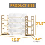 SpaceAid Toy Storage Organizer with 6 Shelves and 12 Bins, Bookshelf/Bookcase, Kids Bin Shelf, Toys Box for Playroom Organization for Bedroom & Room Decor, White, 52.3" W