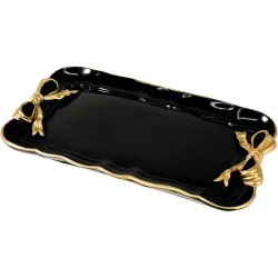 Vintage Decorative Tray Jewelry Tray Towel Tray Storage Tray Rings Necklace Bracelets Earrings Trays Cosmetics Jewelry Organizer Retro Design Bow Decor Resin Plate Coquette Room Decor (Black)
