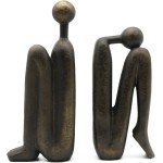 Lukitas Thinker Decorative Bookends, Non-Slip Book Holder, Book Ends for Shelves Living Room Office Home Decor, Resin, 1Pair/2Piece 9''