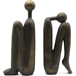Lukitas Thinker Decorative Bookends, Non-Slip Book Holder, Book Ends for Shelves Living Room Office Home Decor, Resin, 1Pair/2Piece 9''