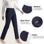 iChosy Women's Stretchy Straight Leg Dress Work Pants Business Office Casual Slacks with Pockets