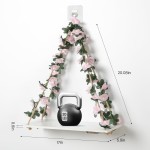 EXIN DECHEN Floating Shelves for Wall No Drilling,Wall Shelves,Hanging Shelf,Leaves and Light Strip with Flower,Set of 2 Plant Decor for Home Livingroom Bedroom,Led Room Decor Aesthetic,Gift