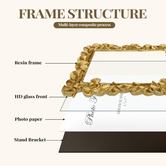 Cuspin 5x7 Picture Frame, Vintage Ornate Gold Resin Frame with Glass Front, Ginkgo Leaf Textured Photo Frame for Wall Hanging or Tabletop Display, Retro Design Home Decor Gift Cuspin 5x7 Picture Frame, Vintage Ornate Gold Resin Frame with Glass Front, Ginkgo Leaf Textured Photo Frame for Wall Hanging or Tabletop Display, Retro Design Home Decor Gift