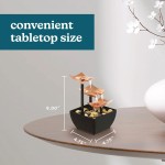 Homedics Golden Dew Relaxation Tabletop Water Fountain with 3 Tiers, Natural River Rocks, and a Quiet Pump for Soothing Zen Ambiance in Your Home or for Office Décor, Powered by 2 AA Batteries