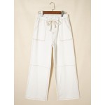 Sidefeel Women's Wide Leg Jeans High Waisted Elastic Stretchy Straight Leg Trendy Drawstring Baggy Pull On Denim Pants