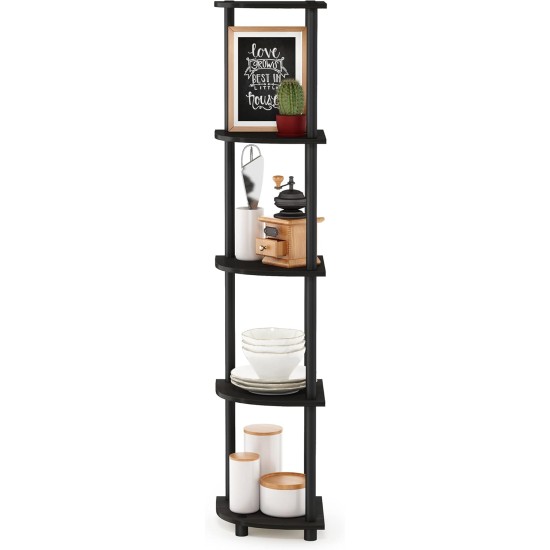 Furinno TURN-N-TUBE Corner Shelf, 5-Tier Corner Bookshelf, Open Storage Shelves, for Organization and Storage, Living Room, Home Office, Garage, Bedroom, Espresso Furinno TURN-N-TUBE Corner Shelf, 5-Tier Corner Bookshelf, Open Storage Shelves, for Organization and Storage, Living Room, Home Office, Garage, Bedroom, Espresso