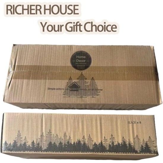 RICHER HOUSE 5 Set Floating Wall Mounted Shelves, Black Shelves for Wall Decor, Modern Picture Ledge Shelf with Lip for Storage, Nursery, Bedroom, Living Room, Bathroom - Black