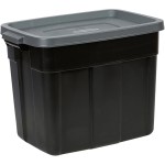 Rubbermaid 6-Pack Heavy Duty Durable 3 GAL Totes for Storage with Snap Lids and Handles, Plastic Storage Bins Stackable Black Gray for Home and Garage (3 GAL - 6 Pack Solid Black and Grey) Rubbermaid 6-Pack Heavy Duty Durable 3 GAL Totes for Storage with Snap Lids and Handles, Plastic Storage Bins Stackable Black Gray for Home and Garage (3 GAL - 6 Pack Solid Black and Grey)