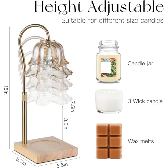 Candle Warmer Lamp with Timer: Flower Gold Candle Lamps Height Adjustable Wax Melt House Warming Gifts New Home Decor Mothers Day Birthday Gift for Women Mom Candle Warmer Lamp with Timer: Flower Gold Candle Lamps Height Adjustable Wax Melt House Warming Gifts New Home Decor Mothers Day Birthday Gift for Women Mom