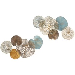 Madison Park Wall Art Living Room Décor - Lenzie Metal Abstract Coastal Decoration, Home Accent Modern Kitchen Dining Decoration, Ready to Hang for Bedroom, 15.7"W x 26.9"L, Multi 2 Piece