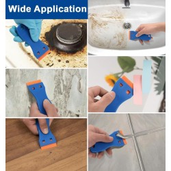 2PCS Plastic Razor Blade Scrapers with 100 Blades – LINKOceans Safe Adhesive Remover for Stickers, Decals, Labels, Caulk & Gaskets on 3D printer beds,Glass,car or Windows Non Scratch Cleaning Tool