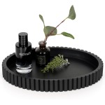 Oval Tray for Coffee Table Decor, 13" Concrete Tray, Table Centerpieces Decorative Trays for Home Decor, Modern Decorative Trays for Coffee Tables, Centerpiece Trays, Black