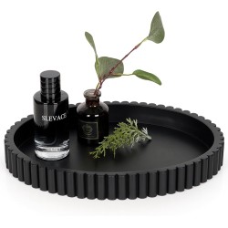 Oval Tray for Coffee Table Decor, 13" Concrete Tray, Table Centerpieces Decorative Trays for Home Decor, Modern Decorative Trays for Coffee Tables, Centerpiece Trays, Black