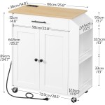 HOOBRO Kitchen Island with Power Outlet, Kitchen Storage Island with Spice Rack and Drawer, Rolling Kitchen on Wheels, for Home, Dining Room, Natural and White WN82UZD01G1