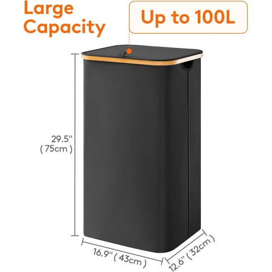 Lifewit 100L Laundry Basket with Lid, Clothes Hampers for Laundry with Bamboo Handles and 1 Removable Bag, Large Foldable Laundry Hamper for Bedroom, Bathroom, Dorm, Laundry Room, Black Lifewit 100L Laundry Basket with Lid, Clothes Hampers for Laundry with Bamboo Handles and 1 Removable Bag, Large Foldable Laundry Hamper for Bedroom, Bathroom, Dorm, Laundry Room, Black