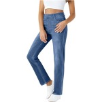 Jeans for Women Stretchy High Waist Tummy Control Fake Denim Pants Elastic Waisted Slim Fit Straight Leg Casual Work Trousers Jeans for Women Stretchy High Waist Tummy Control Fake Denim Pants Elastic Waisted Slim Fit Straight Leg Casual Work Trousers
