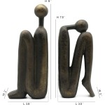 Lukitas Thinker Decorative Bookends, Non-Slip Book Holder, Book Ends for Shelves Living Room Office Home Decor, Resin, 1Pair/2Piece 9''