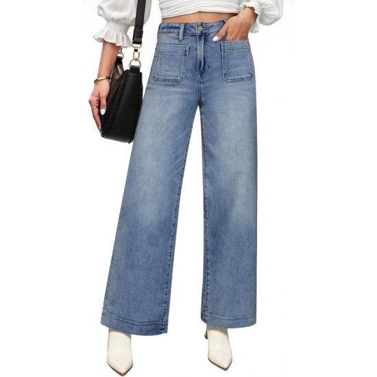 Cicy Bell Womens High Waisted Straight Leg Jeans Trendy Loose Denim Pants with Pockets Cicy Bell Womens High Waisted Straight Leg Jeans Trendy Loose Denim Pants with Pockets