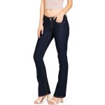 Wax Women's Juniors Mid Waist Boot Cut Straight Jeans