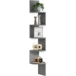 VASAGLE Corner Shelf Wall Mount, 5-Tier Floating Corner Bookshelf, Plant Shelf for Bedroom, Living Room, Bathroom, Home Office, Dove Gray