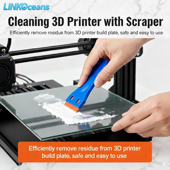 2PCS Plastic Razor Blade Scrapers with 100 Blades – LINKOceans Safe Adhesive Remover for Stickers, Decals, Labels, Caulk & Gaskets on 3D printer beds,Glass,car or Windows Non Scratch Cleaning Tool