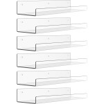 upsimples 6 Pack Acrylic Shelves for Wall Storage, 15" x 4“ Floating Bookshelves for Kids, Display Shelf Organizer for Bathroom, Bedroom, Living Room, Kitchen, Room Decor, Clear