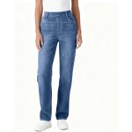 Jeans for Women Stretchy High Waist Tummy Control Fake Denim Pants Elastic Waisted Slim Fit Straight Leg Casual Work Trousers Jeans for Women Stretchy High Waist Tummy Control Fake Denim Pants Elastic Waisted Slim Fit Straight Leg Casual Work Trousers