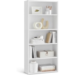 VASAGLE CUSTOS Collection - Bookshelf, 5-Tier Bookcase, Book Shelf, Open Storage Shelf, 9.4 x 23.6 x 52.8 Inches, for Living Room, Home Office, Dinning Room, Cloud White ULBC165T14