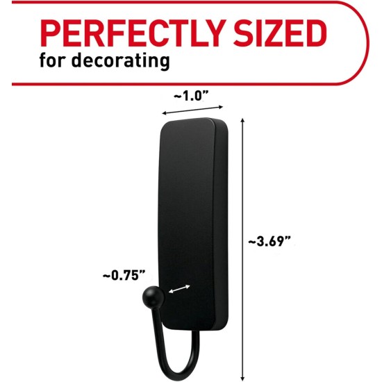 Command Medium Matte Black Wall Hook, 2 Coat Hooks and 4 Strips, Damage-Free Hanging with Adhesive, No Tools Great for Hanging Home Decor, Holds up to 3 lb