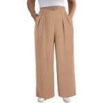 Eytino Womens Plus Size Wide Leg Pants Crossover Waist Pleated Front Casual Work Pants Lounge Trouser with Pockets(1X-5X) Eytino Womens Plus Size Wide Leg Pants Crossover Waist Pleated Front Casual Work Pants Lounge Trouser with Pockets(1X-5X)