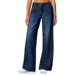 Cicy Bell Womens Wide Leg Jeans High Waisted Baggy Stretchy Front Seam Denim Pants with Pockets