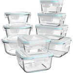 Glass Food Storage Containers with Lids, [18 Piece] Glass Meal Prep Containers, Containers for Food Storage with Lids, BPA Free & Leak Proof (9 Lid & 9 Container)