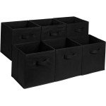 Amazon Basics Collapsible Fabric Storage Cube Bins Organizer with Handles, Sturdy, Black, 13-x-13-x-13-inch, Pack of 6